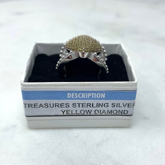 Diamond Treasures Sterling Silver Yellow Diamond 0.32 CTW Ring, Size 5 - Picture 8 of 10